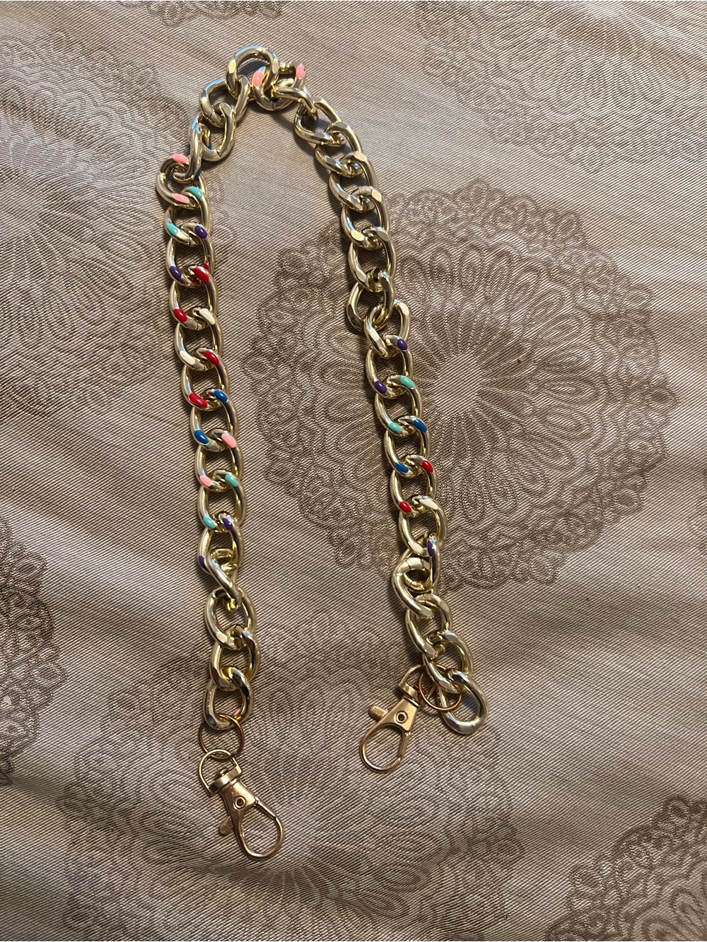 Nameless Gold-Tone Chain for pants with Multicolor Enamel Links